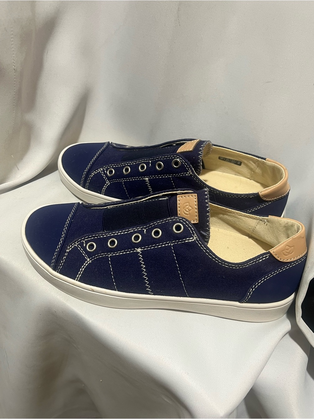 Spenco Women’s Navy Canvas Slip-On Sneakers Size 7 Orthotic Comfort Casual Shoes - Picture 3 of 9